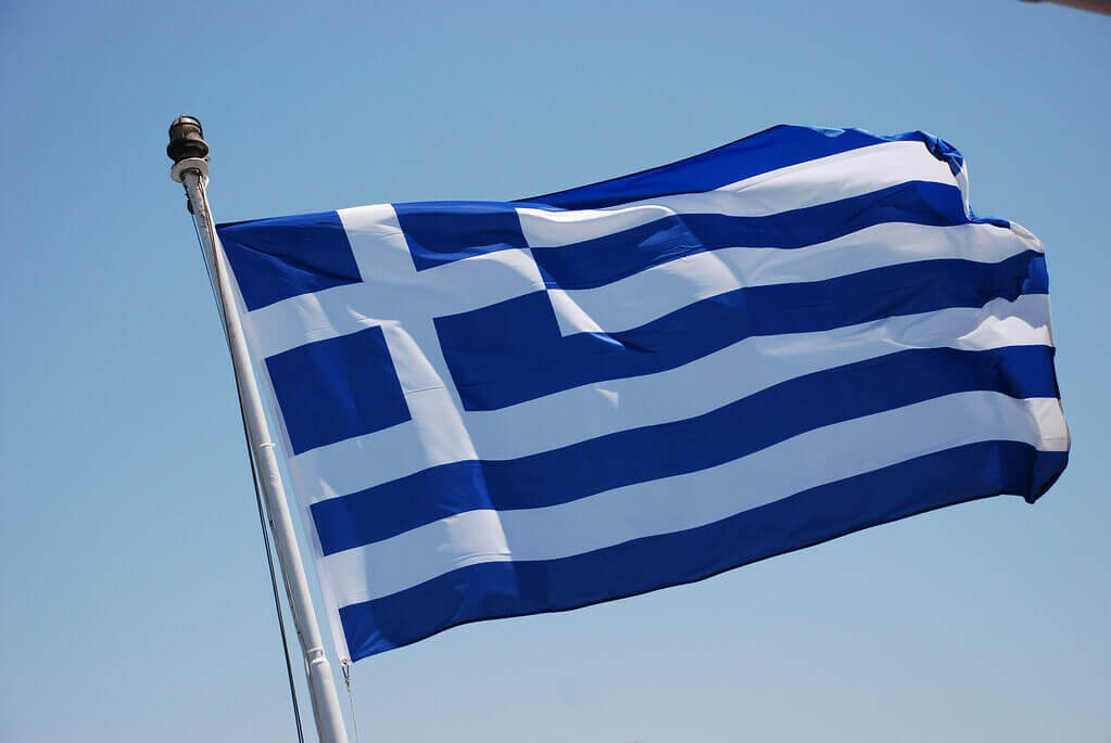 Greek Flag waving in air